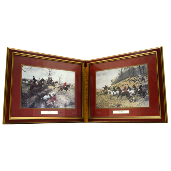 Lot of 2 FRAMED "GEORGE WRIGHT" PRINTS Equestrian Hunt "FULL CRY" & "GONE AWAY"