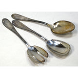 Antique ERCUIS SILVER-PLATE FLATWARE Lot of 3 SALAD/SERVING SPOONS Wave Pattern