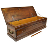 Antique DOVETAIL HARDWOOD BLANKET CHEST 35" Tool Box STANLEY WORKS Brass Handles