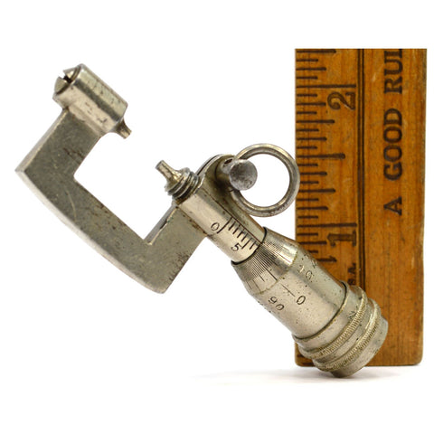 Vintage UNBRANDED MICROMETER Tiny w/ 0-1/2" Range WATCHMAKERS TOOL Keychain Ring