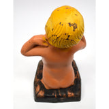 Vintage CAST IRON DOORSTOP Original Paint YAWNING BABY-KID by "M-L CORP" c.1931