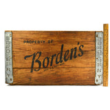 Vintage BORDEN'S MILK Wooden N.Y. DAIRY CRATE w/ Embossed STEEL CORNER BRACKETS