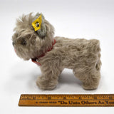 Vintage STEIFF "TESSIE" SCHNAUZER DOG 5" Gray Hair RED COLLAR w/ EAR TAG #320/14