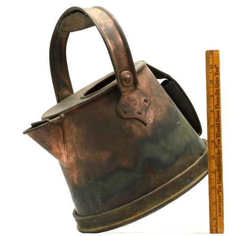 Antique CRUDE COPPER JUG Primitive FRENCH KETTLE Watering Can ODD BUCKET Patina!