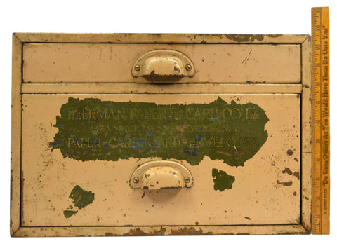 Vintage "PAPER-CARDBOARD-ENVELOPES" METAL CABINET 2-Drawer BEEKMAN CO. of N.Y.C.