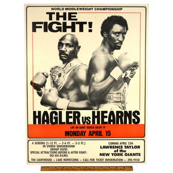 Vintage HAGLER vs HEARNS "THE FIGHT" BOXING POSTER 21x16 Lake Hopatcong, NJ Rare