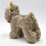 Vintage STEIFF "TESSIE" SCHNAUZER DOG 5" Gray Hair RED COLLAR w/ EAR TAG #320/14