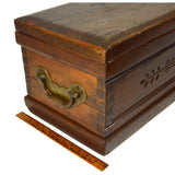 Antique DOVETAIL HARDWOOD BLANKET CHEST 35" Tool Box STANLEY WORKS Brass Handles