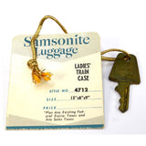 Vintage SAMSONITE #4712 LADIES TRAIN CASE 13"x8"x9" w/ TAG, TRAY & KEY Dark Blue