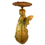 Antique CAST IRON GARDEN FAIRY Fae Statue CANDLE/SEED HOLDER Soap Dish PATINA!!