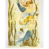 Vintage GET WELL GREETING CARD Unused! GLITTER MERMAIDS "Three little tales..."