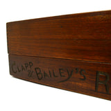 Antique COUNTRY GENERAL STORE DISPLAY Wooden Box CLAPP & BAILEY'S REMNANTS c19th