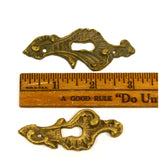 Antique BRASS/BRONZE ESCUTCHEON Lot of 2 Matching Style KEYHOLE COVERS Patina!!