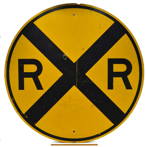 Vintage STEEL 'RAILROAD CROSSING' STREET SIGN 36" Road/Traffic "RR" SIGNAGE Rare