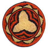 Antique INDIAN COILED FLAT BASKET/TRAY/PLAQUE Colorful Pattern HOPI or APACHE?