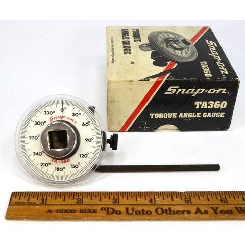 Excellent! SNAP-ON No. TA360 TORQUE ANGLE GAUGE in Original Box! 1/2" SQ. DRIVE