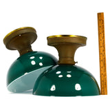 Antique Pair WILLIAMSON LIGHT FIXTURES w/ Emerald Green CASED-GLASS LAMP SHADES!