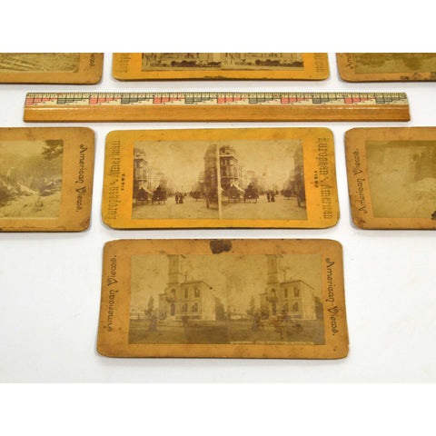 Antique STEREOSCOPE CARD Lot of 9 "EUROPEAN-AMERICAN" & "AMERICAN" Stereoviews