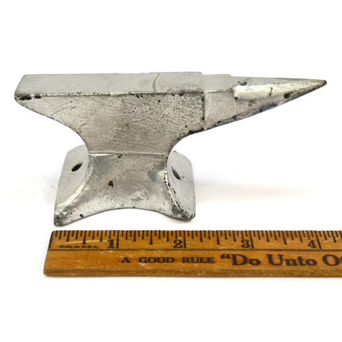 Vintage MINIATURE ANVIL 16 oz. Solid Steel OLD SILVER PAINT Jeweler WATCHMAKER +