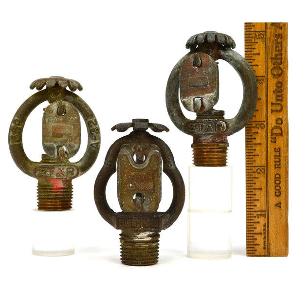 Vintage UPRIGHT SPRINKLER HEAD Lot of 3 Different Brass Heads 2-STAR & 1-HODGMAN