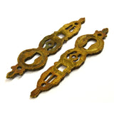 Antique BRASS/BRONZE ESCUTCHEON Lot of 2 Matching VERTICAL KEYHOLE COVERS French