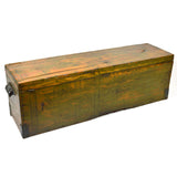 Antique WOOD LOCK BOX 31x9x10 CAST IRON HARDWARE Long & Skinny OLD GREEN PAINT!