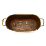 Antique COPPER ROASTING POT Small 10" (No Lid) w/ 'DOVETAIL' BASE Brass Handles