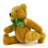 Vintage MOHAIR TEDDY BEAR 7" w/ Green Ribbon Bow NO ID'S 5-Way Jointed! STEIFF?