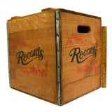 Vintage "RECORDS" WOODEN CRATE by GIDEON-ANDERSON Wood & Steel VINYL RECORD BOX
