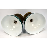Antique Pair WILLIAMSON LIGHT FIXTURES w/ Emerald Green CASED-GLASS LAMP SHADES!