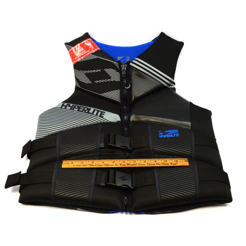 Brand New! HYPERLITE LIFE VEST Men's PFD JACKET Black/Blue LARGE 40-44" Neoprene