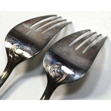 Antique ERCUIS SILVER-PLATE FLATWARE Lot of 2 FISH/SERVING FORKS Wave Pattern