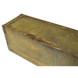 Antique WOOD LOCK BOX 31x9x10 CAST IRON HARDWARE Long & Skinny OLD GREEN PAINT!