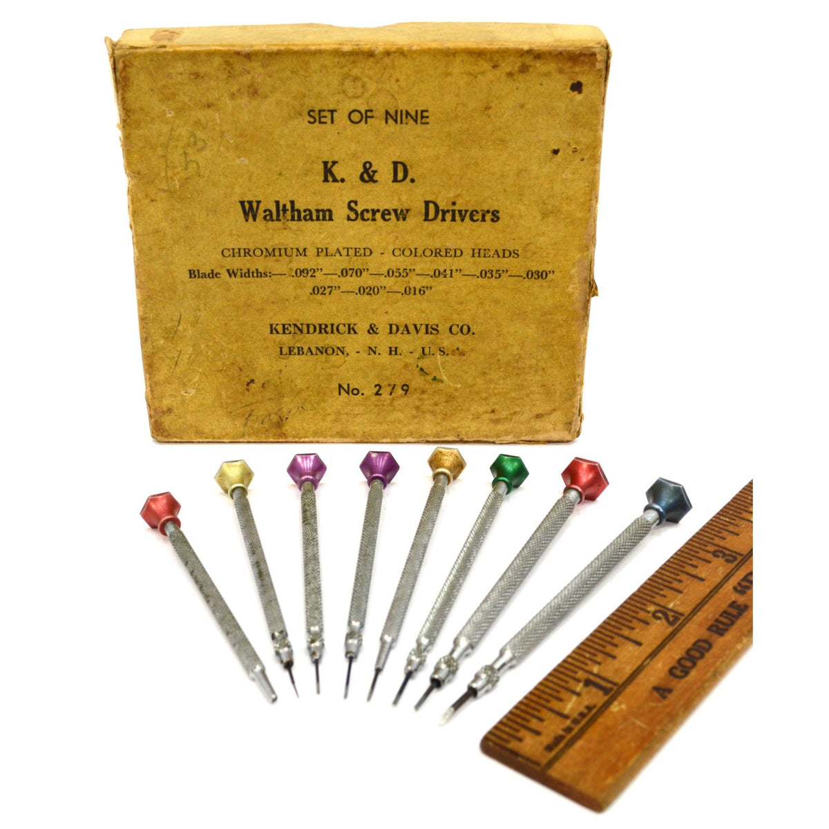 Vintage K&D No. 279 WALTHAM SCREWDRIVERS Original Box KENDRICK & DAVIS ...