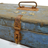 Antique HOMEMADE SAW TOOL BOX No. 468 Blue w/ CORBIN CABINET CO. PADLOCK Patina!