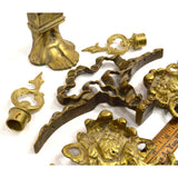 VTG/Antique BRASS/BRONZE/ORMOLU HARDWARE LOT Mixed Salvaged LAMP/CHEST/ETC PARTS