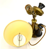 Antique KELLOGG BRASS CANDLESTICK ROTARY PHONE Folk Art Conversion to TABLE LAMP