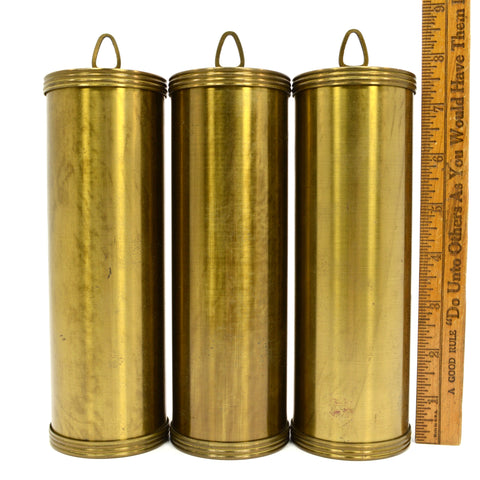 Antique GRANDFATHER CLOCK WEIGHT Lot 3 Brass Cylinder VIENNA WEIGHTS Unbranded