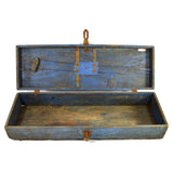 Antique HOMEMADE SAW TOOL BOX No. 468 Blue w/ CORBIN CABINET CO. PADLOCK Patina!