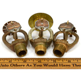 Vintage CENTRAL UPRIGHT SPRINKLER HEAD Lot of 3 Different BRASS HEADS! 1937-1954