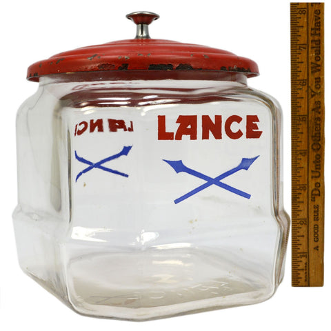 Vintage "LANCE" CRACKER/COOKIE JAR 8" Counter STORE DISPLAY Original METAL LID