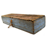 Antique HOMEMADE SAW TOOL BOX No. 468 Blue w/ CORBIN CABINET CO. PADLOCK Patina!