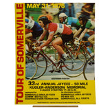 Vintage CYCLING EPHEMERA Souvenir Poster TOUR OF SOMERVILLE NJ 22x28 Jaycee 1976