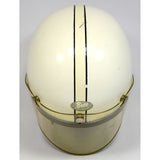 Vintage BUCO MOTORCYCLE HELMET White & Black Pinstripes OPEN FACE w/ FACE SHIELD
