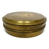 VTG/Antique 8" ROUND BRASS CONTAINER 2-Tiered/Nesting w/ Lid! NAUTICAL/MILITARY?