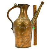 Antique TINNED COPPER & BRASS EWER Wonderfully Crude! WATER PITCHER Carafe c19th