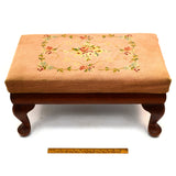 Vintage STREIT "SLUMBER CHAIR" OTTOMAN (Only) HARDWOOD FOOTSTOOL Needlepoint Top