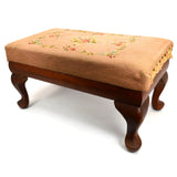 Vintage STREIT "SLUMBER CHAIR" OTTOMAN (Only) HARDWOOD FOOTSTOOL Needlepoint Top