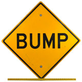 Vintage "BUMP" STEEL ROAD SIGN Huge 30"x30" Diamond-Shaped w/ MOUNTING HARDWARE