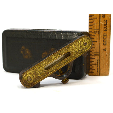 Antique STANLEY POCKET LEVEL No. 41 Type 4 in BONUS CASE! Pat. 1896 IRON & BRASS